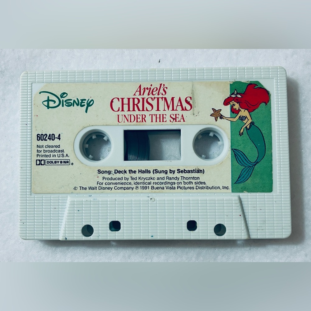 Disney Ariel's Christmas Under the Sea Cassette - Red and Green, Vintage